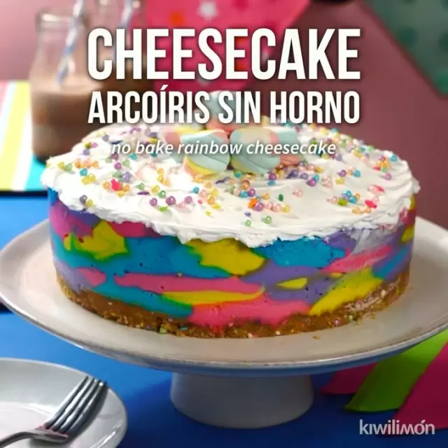 Video de Cheesecake Arcoíris sin Horno