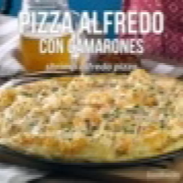 Pizza alfredo con camarones 1012