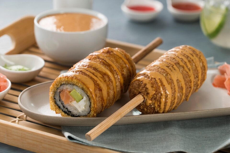 Deep Fried Sushi Roll On A Stick 0448