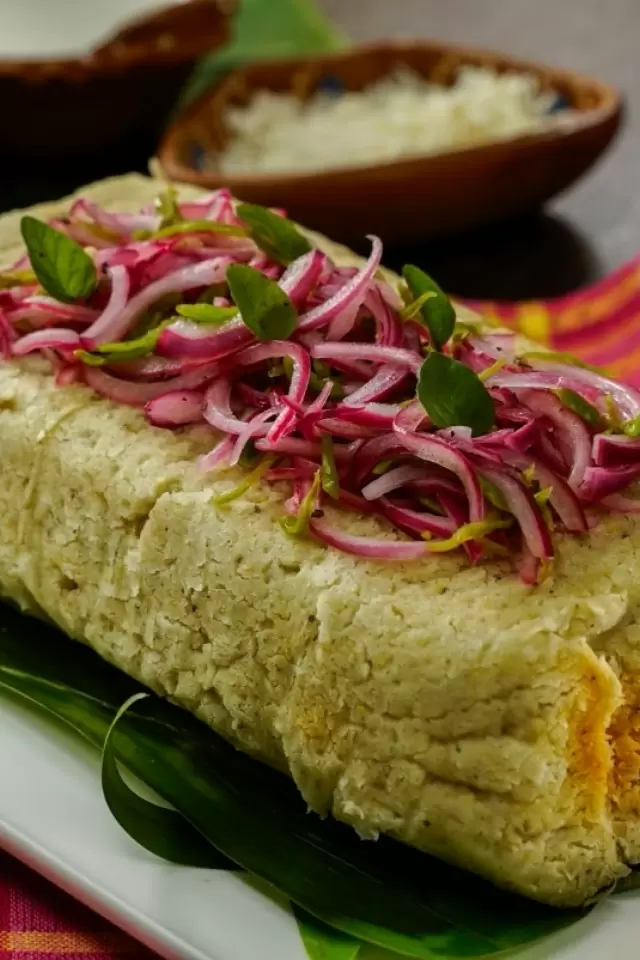 Pork Adobo Stuffed Tamal Cake