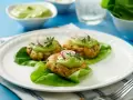 Mexican-Style Salmon Cakes with Avocado Sauce