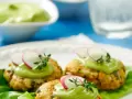 Mexican-Style Salmon Cakes with Avocado Sauce