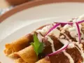Easy Chicken Flautas with Mole
