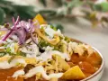 Red Chile Chicken Chilaquiles 